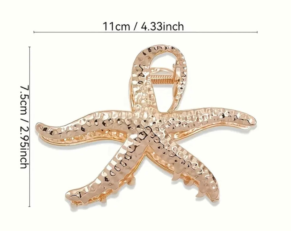 $9.990 Pinza de Pelo Estrella de Mar Dorada o Plateada 🌊 ⭐️ – Summer Collection