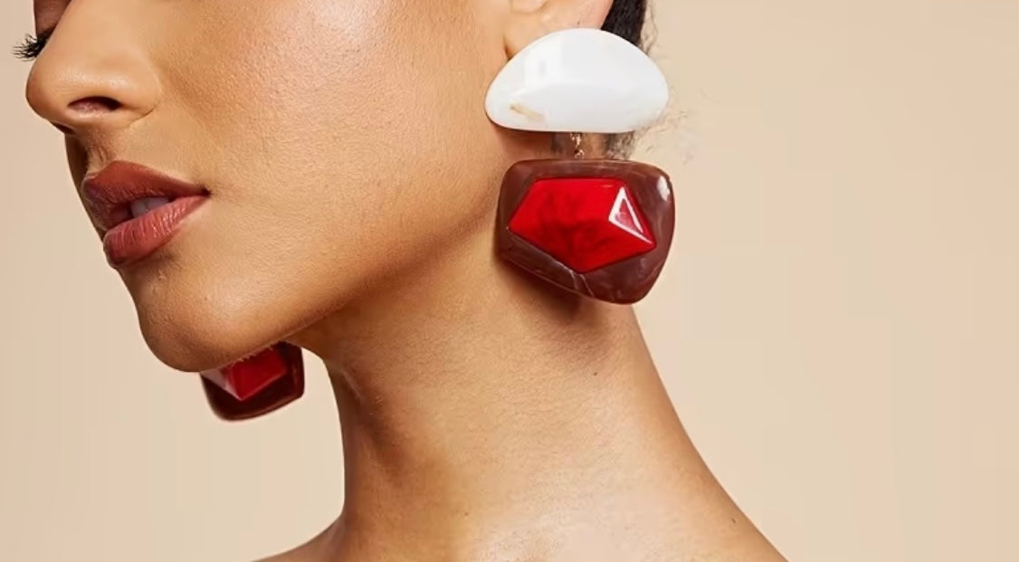 $12.990 Maxi Aros Geométricos Rojo & Blanco