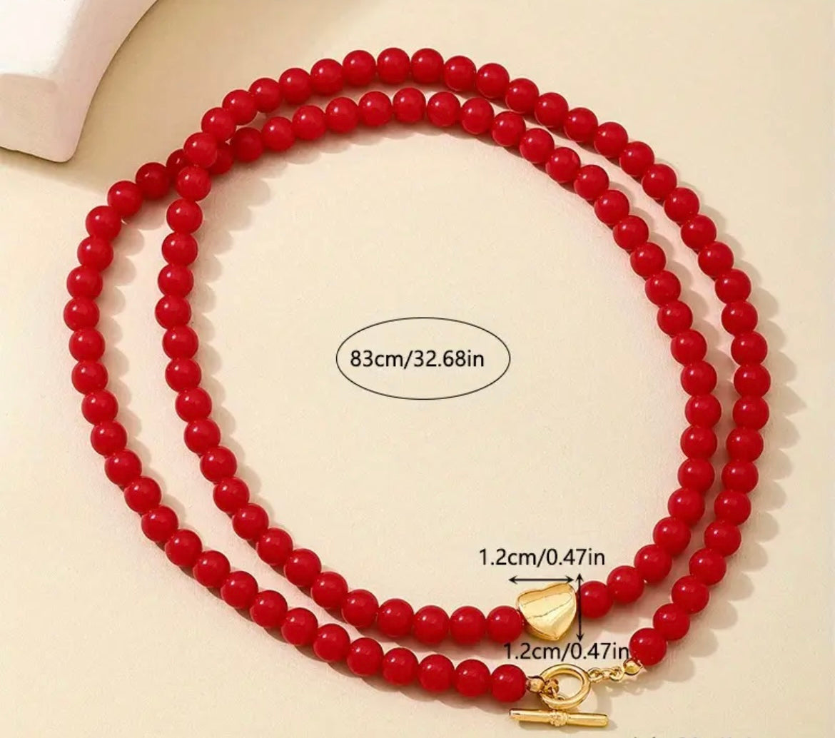❤️ Collar Coral Doble Corazón Dorado – Áurea Tienda