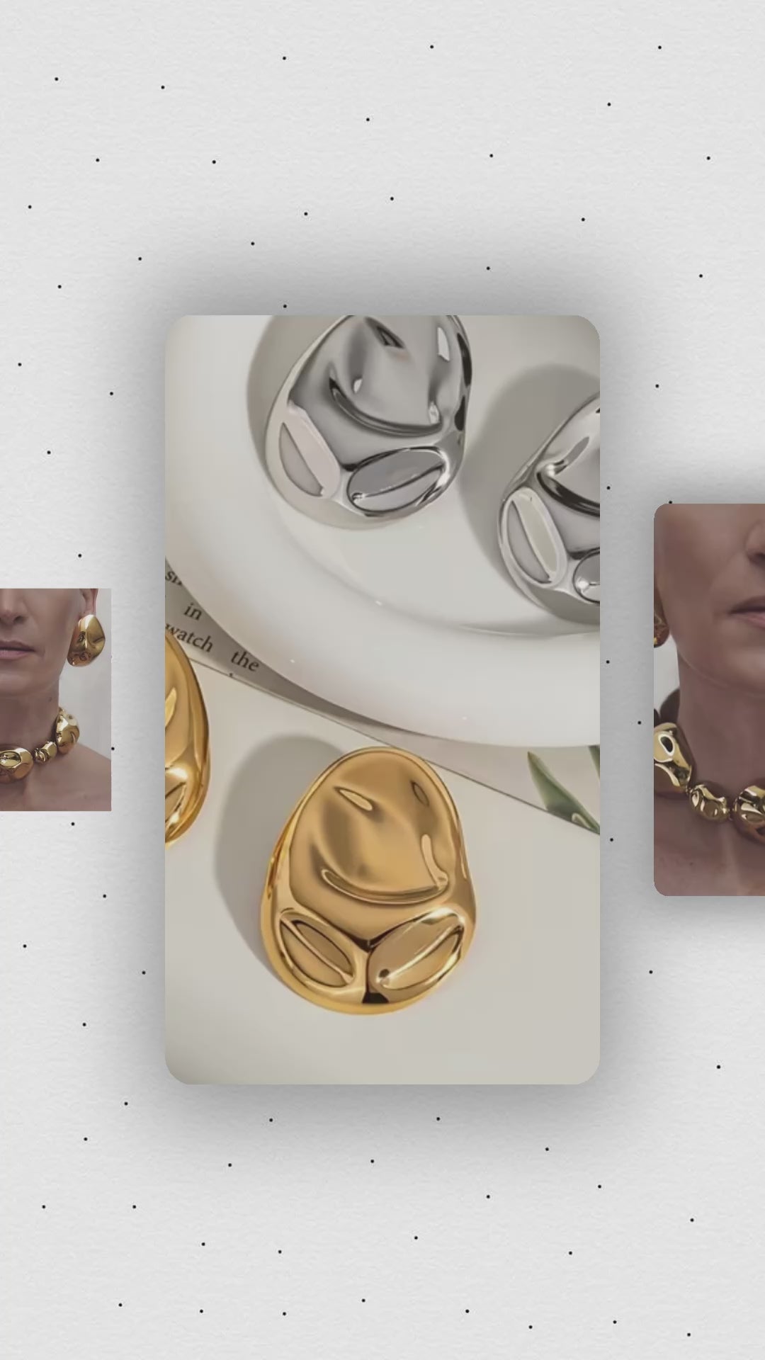 $12.990 Aretes Metálicos Orgánicos – Dorado & Plateado ✨